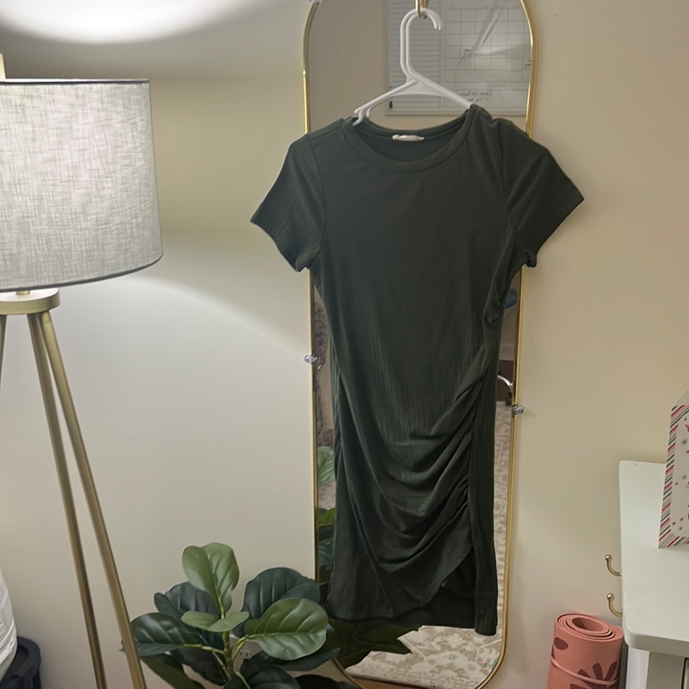 Olive green ribbed dress